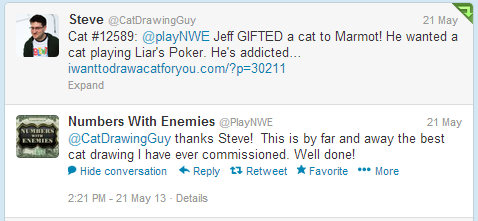 Twitter dialogue with Cat Drawing Guy